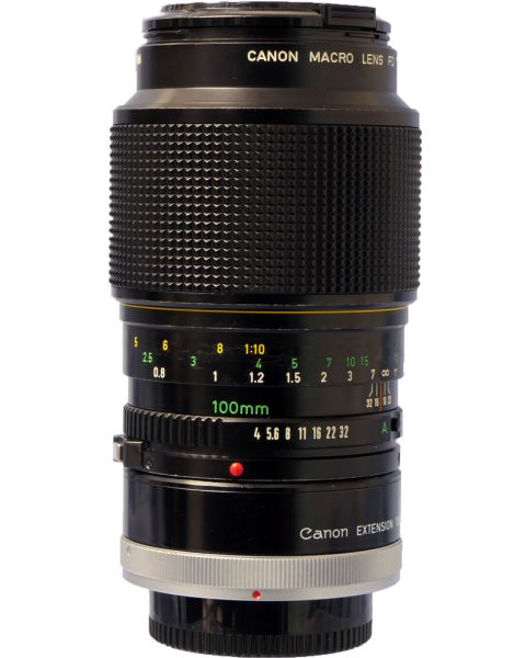 Canon 100mm f4 Macro FD lens with Canon extension tube 1:2-1:1 converter