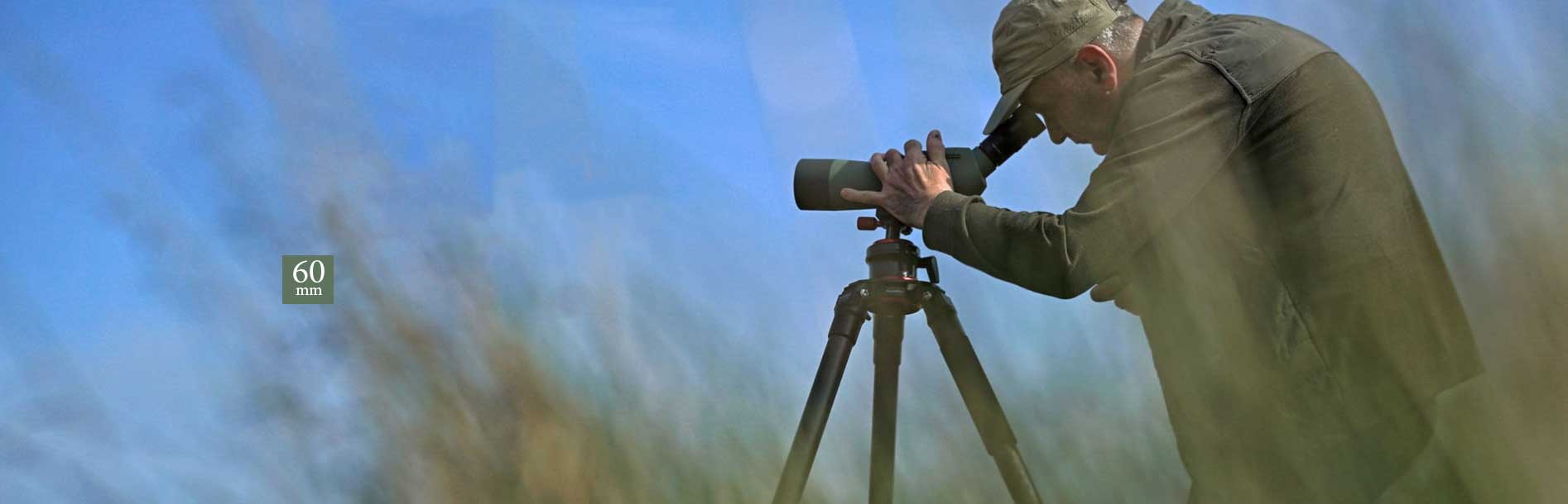 Old Male Looking Through the Kowa TSN-601 Spotting Scope in the Wild